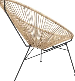 Fotel ogrodowy Spaghetti 73x87 cm naturalny nogi czarne