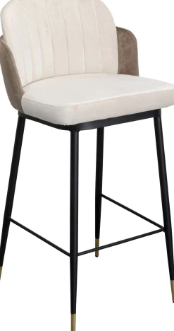 Hoker welurowy beżowy nogi czarno-złote 50x99 cm