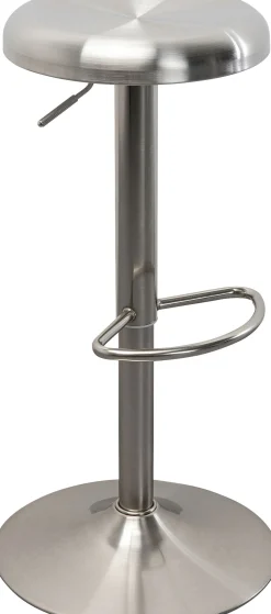 Hoker w kolorze srebrnym z regulacją wysokości okrągłe siedzisko 60-82 cm