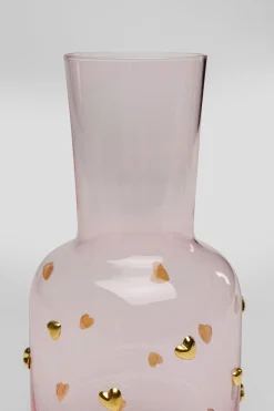 Karafka szklana różowa wzór złote serduszka 755 ml