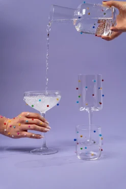 Kieliszek do koktajli szklany z kolorowymi detalami 340 ml