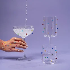 Kieliszek do wina szklany z kolorowymi detalami 530 ml