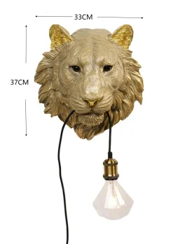 Kinkiet Tiger Head 34x38 cm złoty