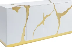 Komoda Cracked 165x80 cm biało-złota