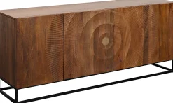 Komoda drewniana czterodrzwiowa boho podstawa czarna 177x75 cm