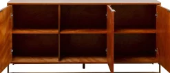 Komoda 3-drzwiowa fornir orzechowy nogi złote stalowe 160x78 cm front efekt 3D