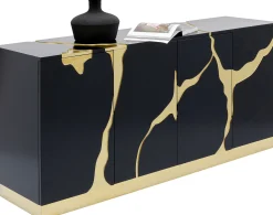 Komoda glamour czterodrzwiowa czarno-złota 165 cm