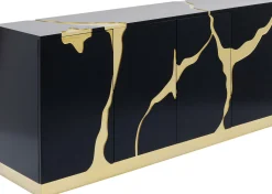 Komoda glamour czterodrzwiowa czarno-złota 165 cm