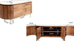 Komoda Grace 160x78 cm drewno mango - blat marmur
