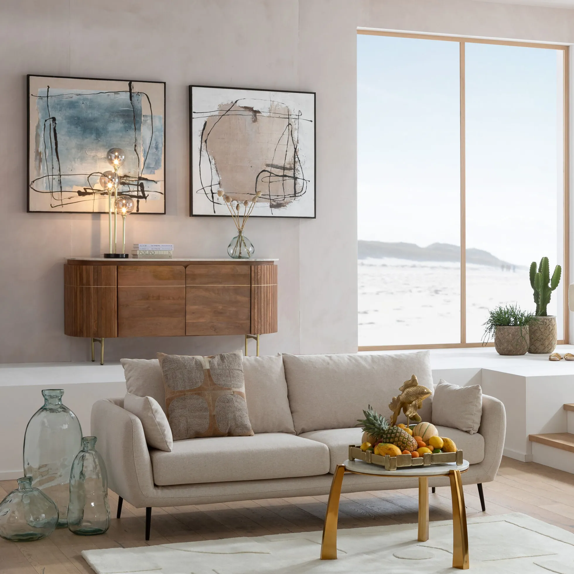 Komoda Grace 160x78 cm drewno mango - blat marmur