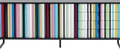 Komoda kolorowa z szufladami i drzwiami MDF 186 cm podstawa czarna stalowa