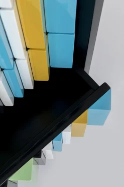 Komoda kolorowa z szufladami i drzwiami MDF 186 cm podstawa czarna stalowa