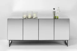 Komoda lustrzana 4-drzwiowa nogi czarne 160x80 cm