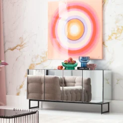 Komoda lustrzana 4-drzwiowa nogi czarne 160x80 cm