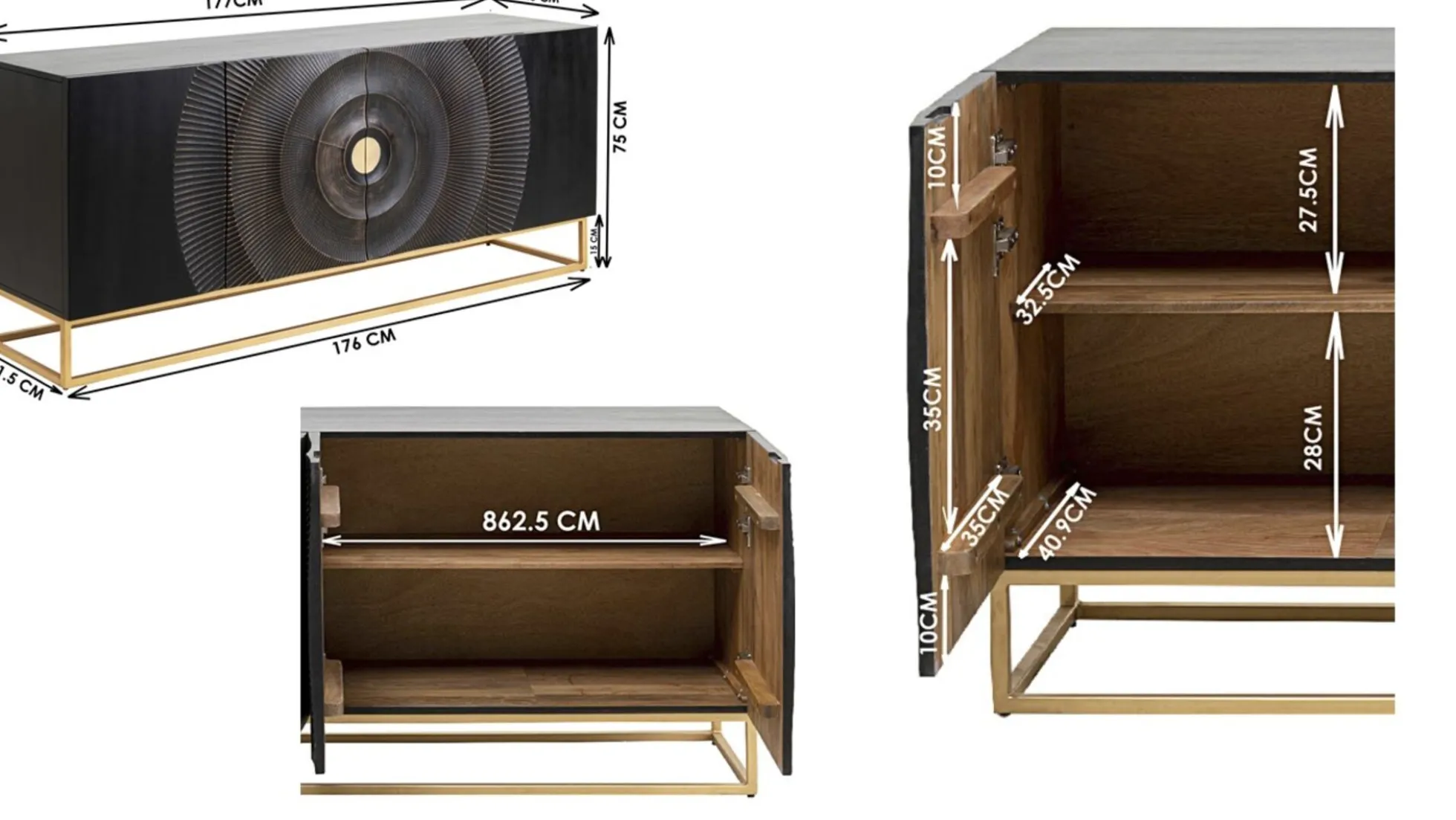 Komoda Madeira 177x75 m ciemnobrązowa