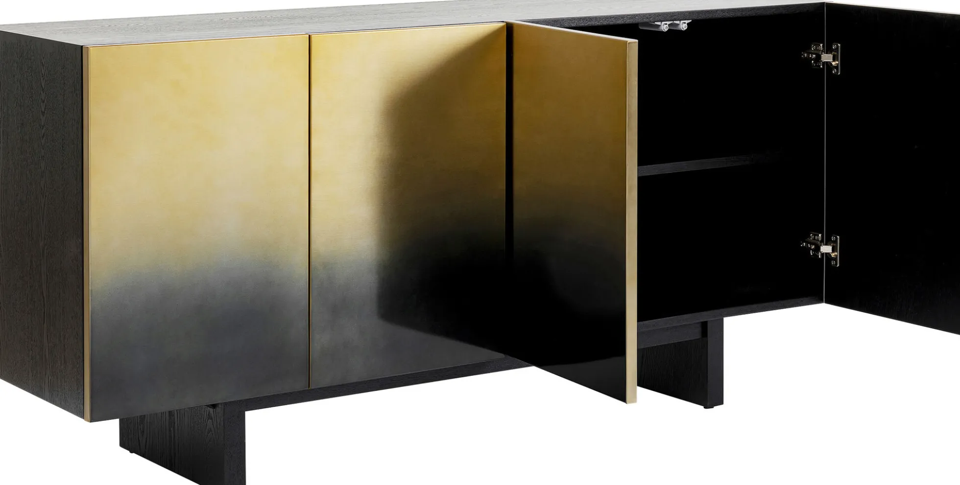 Komoda nowoczesna 4-drzwiowa do salonu front czarno-złoty 160x78 cm