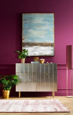 Komoda srebrno złota z szufladami i uchwytami 106x89 cm