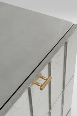 Komoda srebrno złota z szufladami i uchwytami 106x89 cm