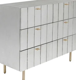 Komoda srebrno złota z szufladami i uchwytami 106x89 cm