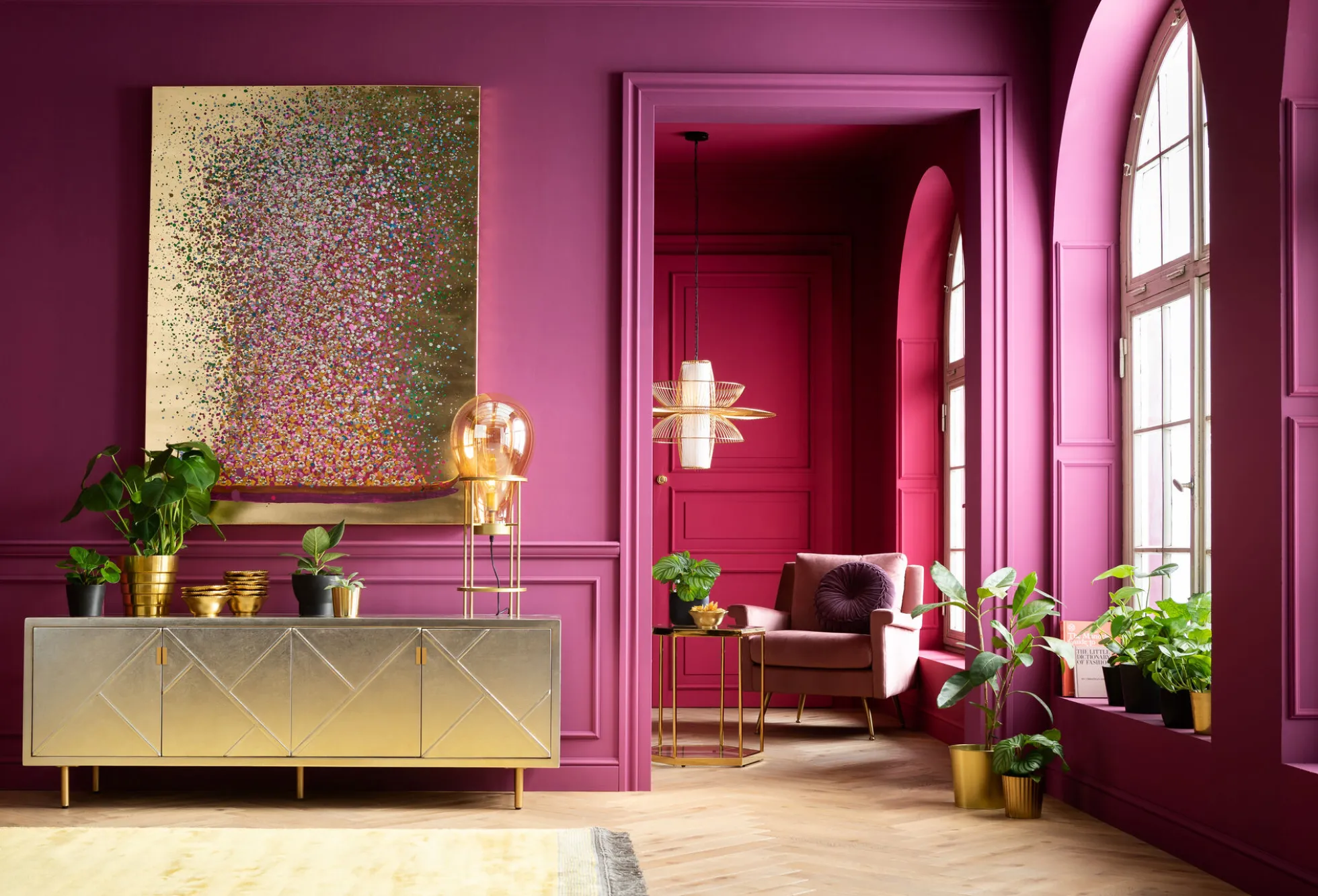 Komoda Venice Triangle 180x64 cm srebrno złota