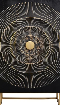 Komoda wysoka drewniana boho czarno-brązowa 76x140 cm