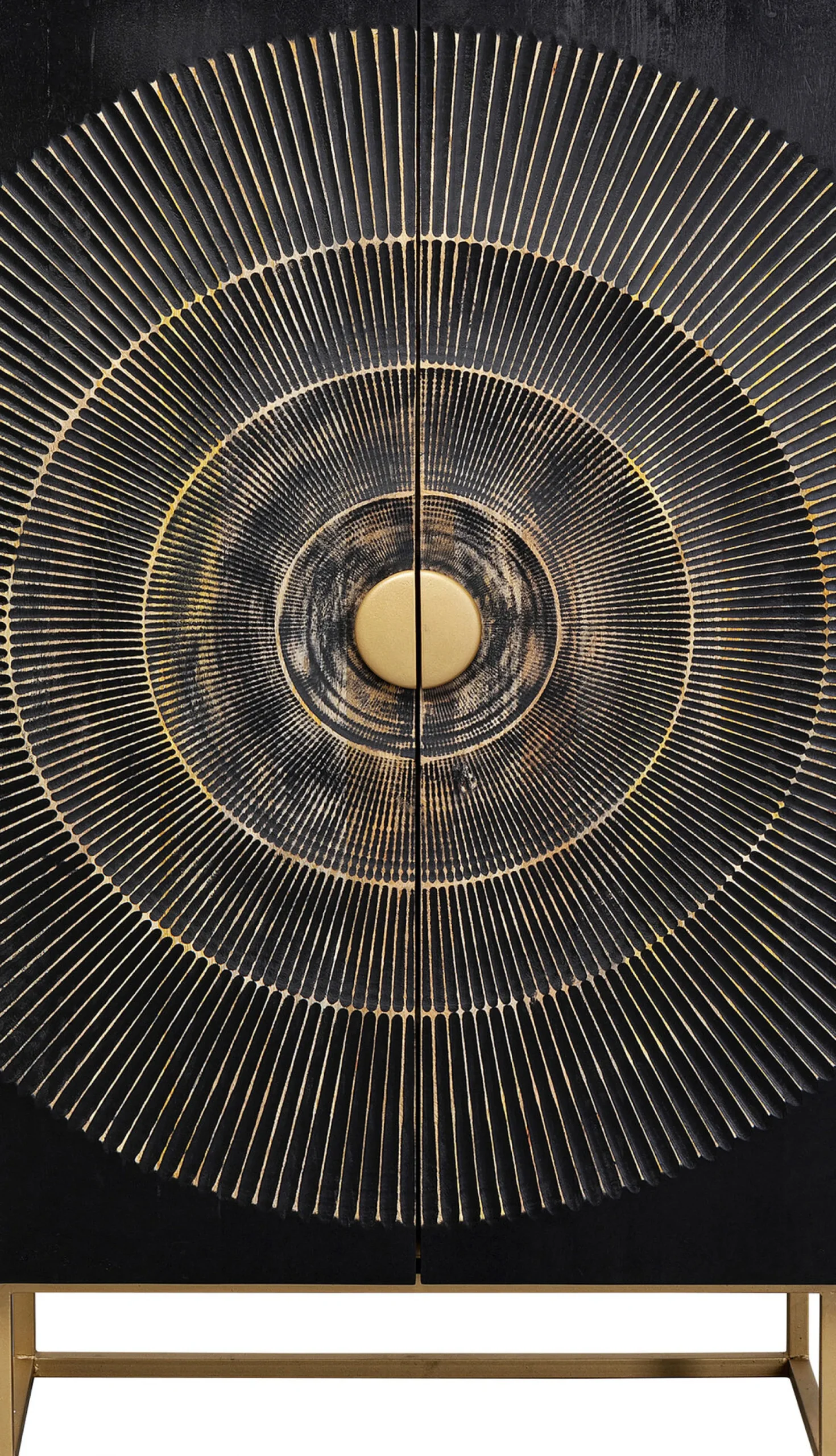 Komoda wysoka drewniana boho czarno-brązowa 76x140 cm