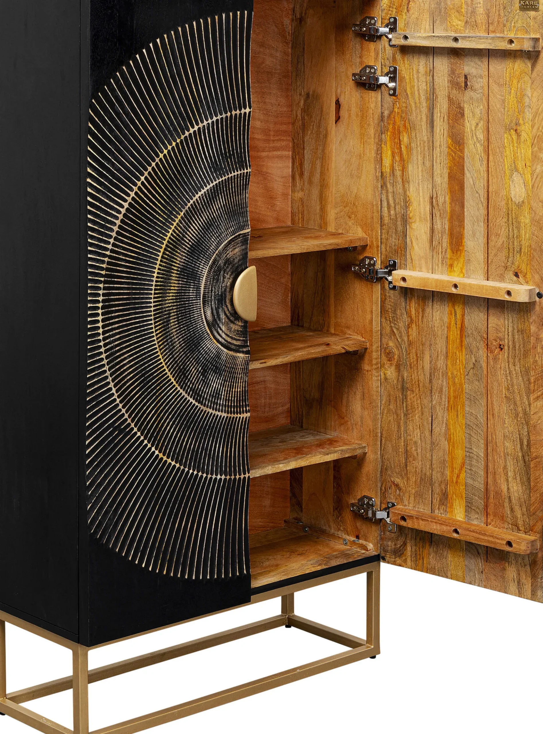 Komoda wysoka drewniana boho czarno-brązowa 76x140 cm