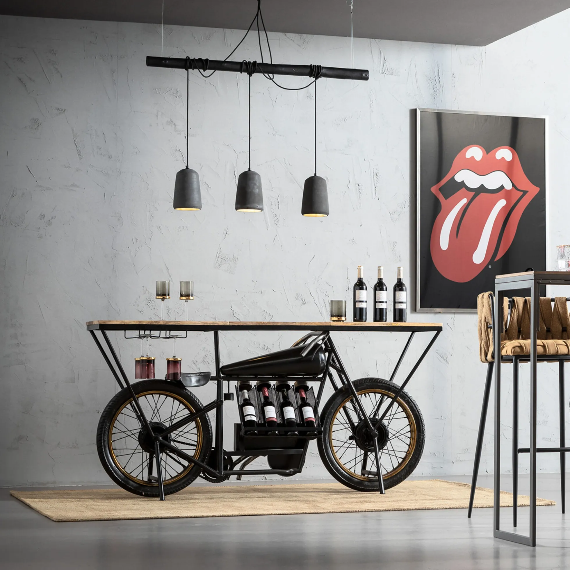 Konsola - barek Motorbike 180x43 cm czarna