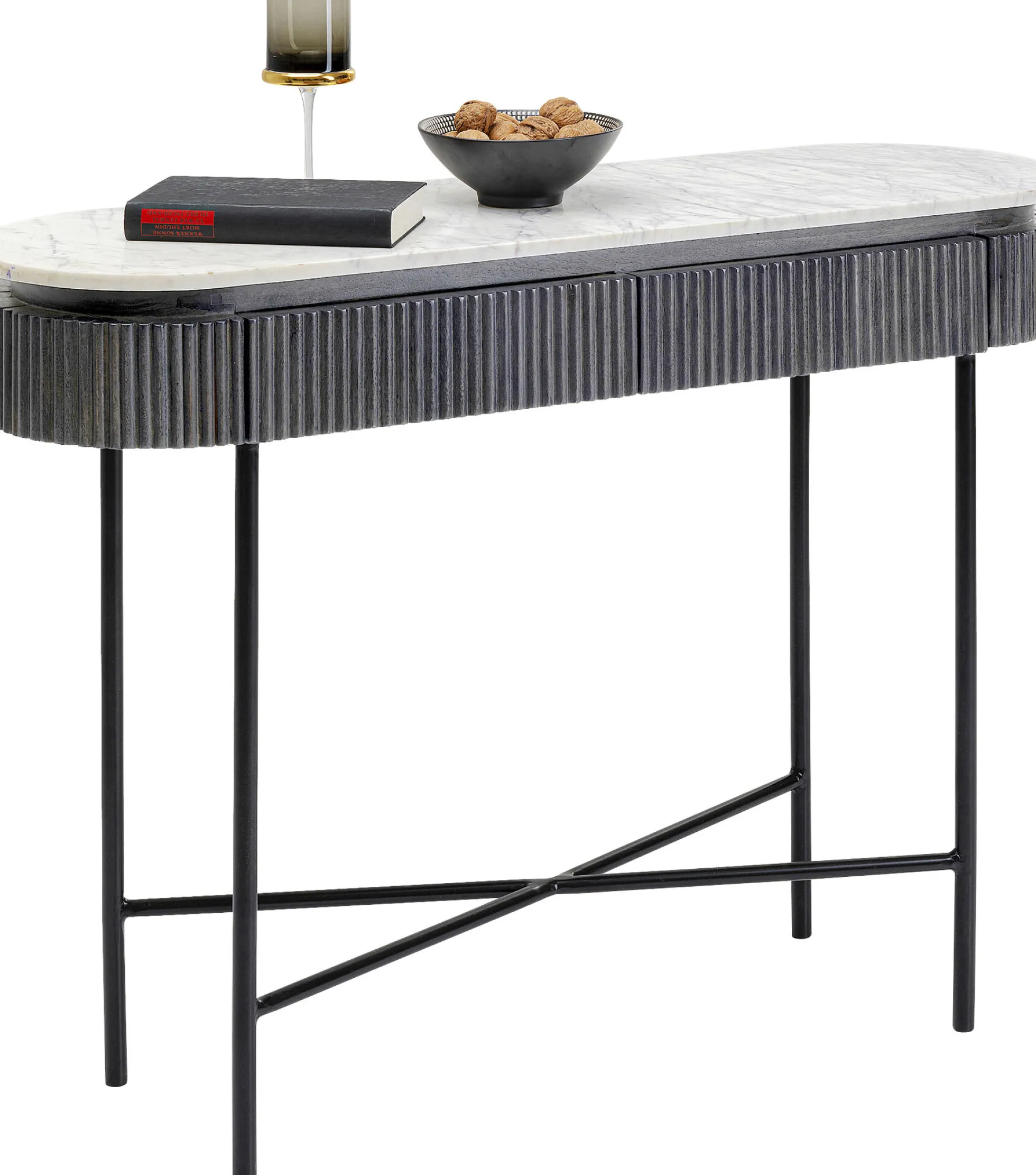 Konsola Glenn 100x32 cm blat marmur