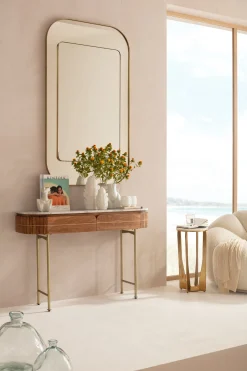 Konsola Grace 100x30 cm drewno mango - blat marmur