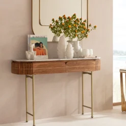 Konsola Grace 100x30 cm drewno mango - blat marmur