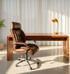 Krzesło biurowe Cigar 62x113 cm brązowe skóra naturalna