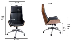 Krzesło biurowe Rouven 59x112 cm czarno-brązowe
