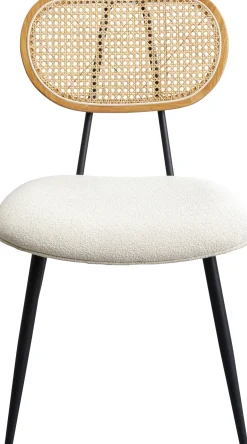 Krzesło do jadalni kremowe oparcie naturalne nogi stalowe 47x81 cm