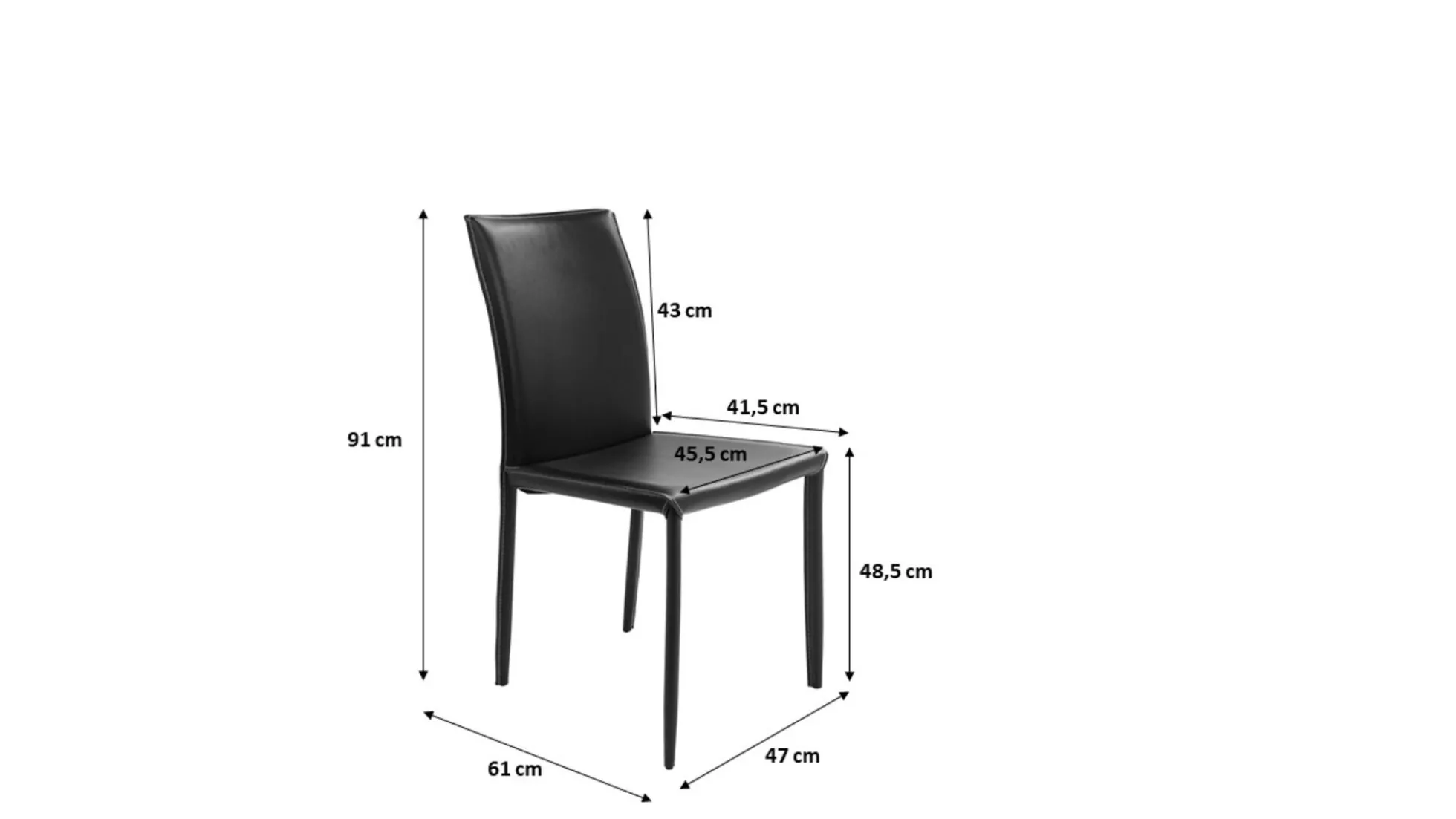 Krzesło Milano 47x91 cm czarne