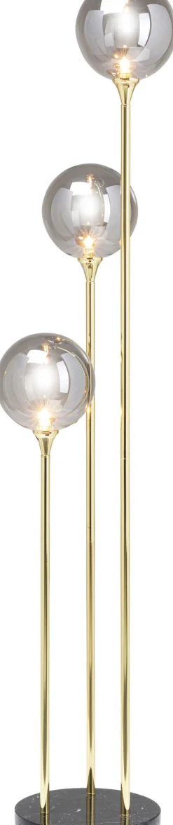 Lampa podłogowa Al Capone Tre 37x176 cm złota klosze przydymione