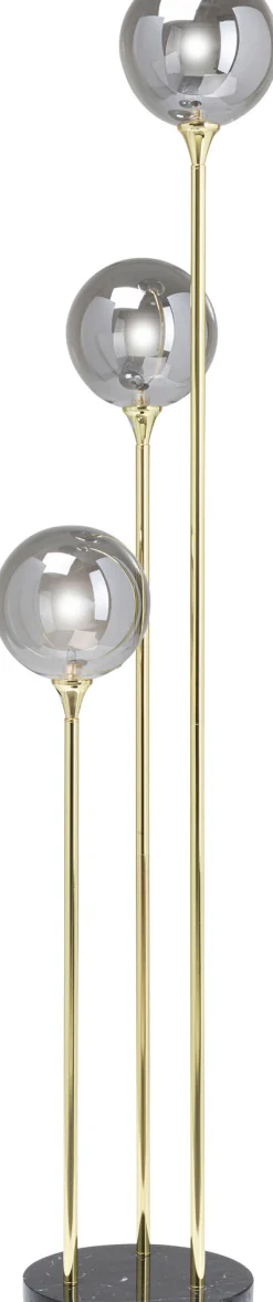 Lampa podłogowa Al Capone Tre 37x176 cm złota klosze przydymione