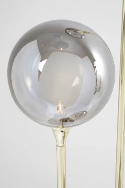 Lampa podłogowa Al Capone Tre 37x176 cm złota klosze przydymione