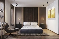Lampa podłogowa Al Capone Tre 37x176 cm złota klosze przydymione
