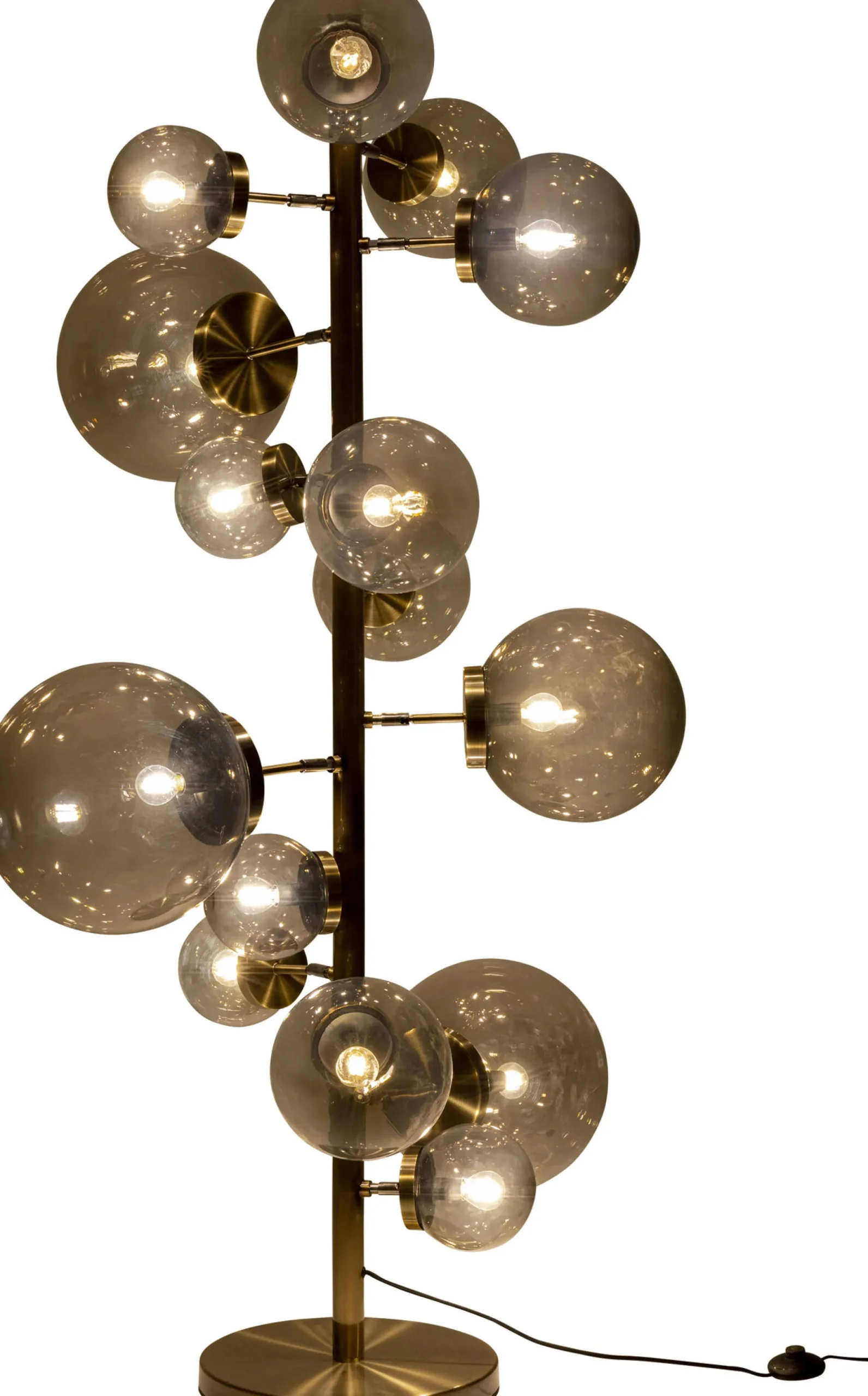 Lampa podłogowa duża złota klosze szklane kule przydymione 160 cm