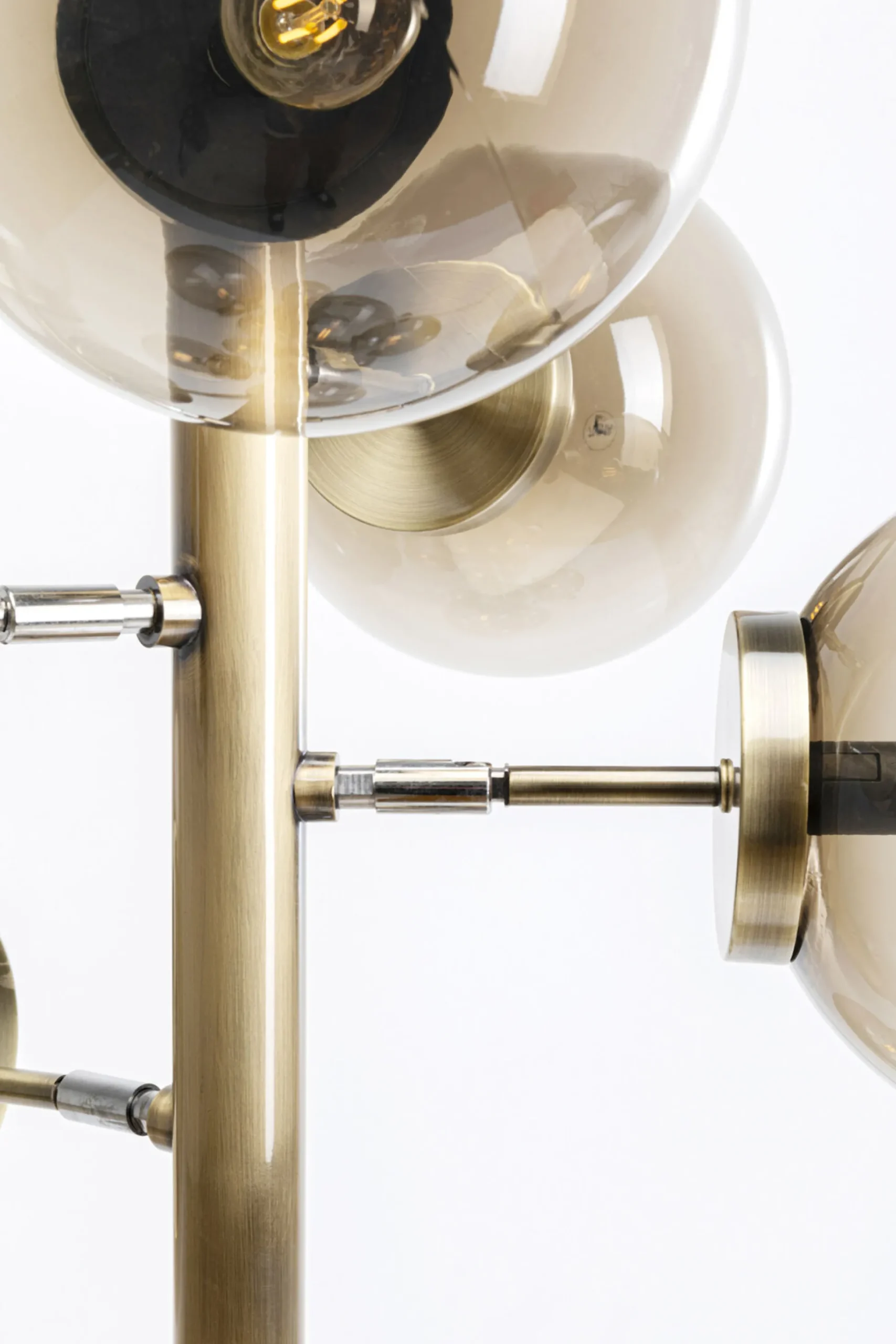 Lampa podłogowa duża złota klosze szklane kule przydymione 160 cm