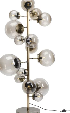 Lampa podłogowa duża złota klosze szklane kule przydymione 160 cm