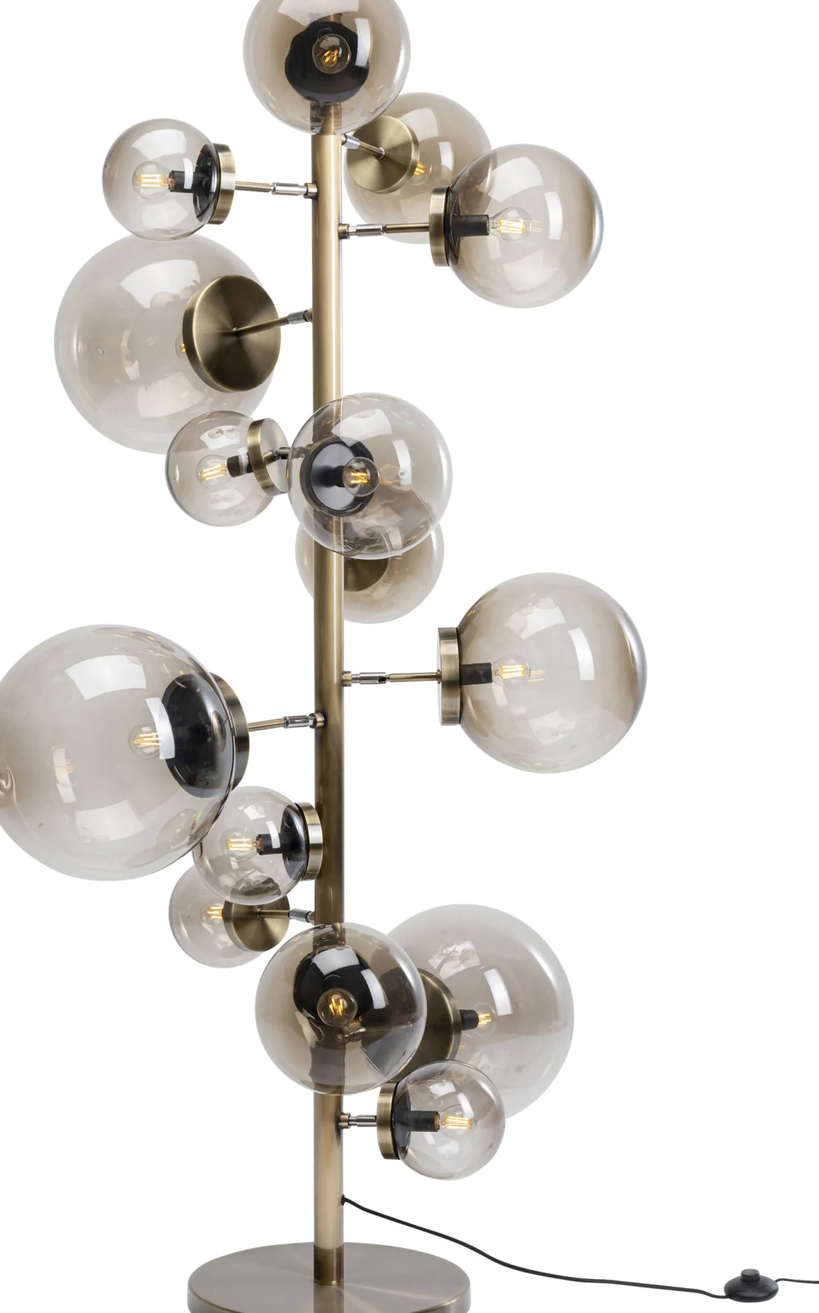 Lampa podłogowa duża złota klosze szklane kule przydymione 160 cm