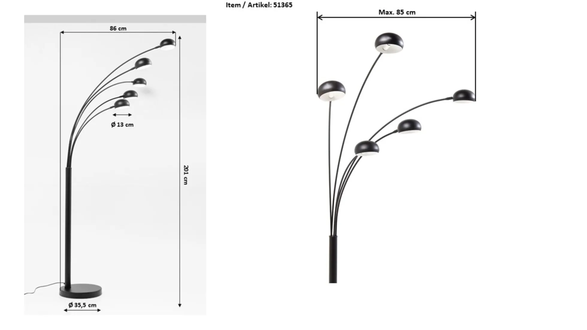 Lampa podłogowa Five Fingers 100x220 cm chromowa