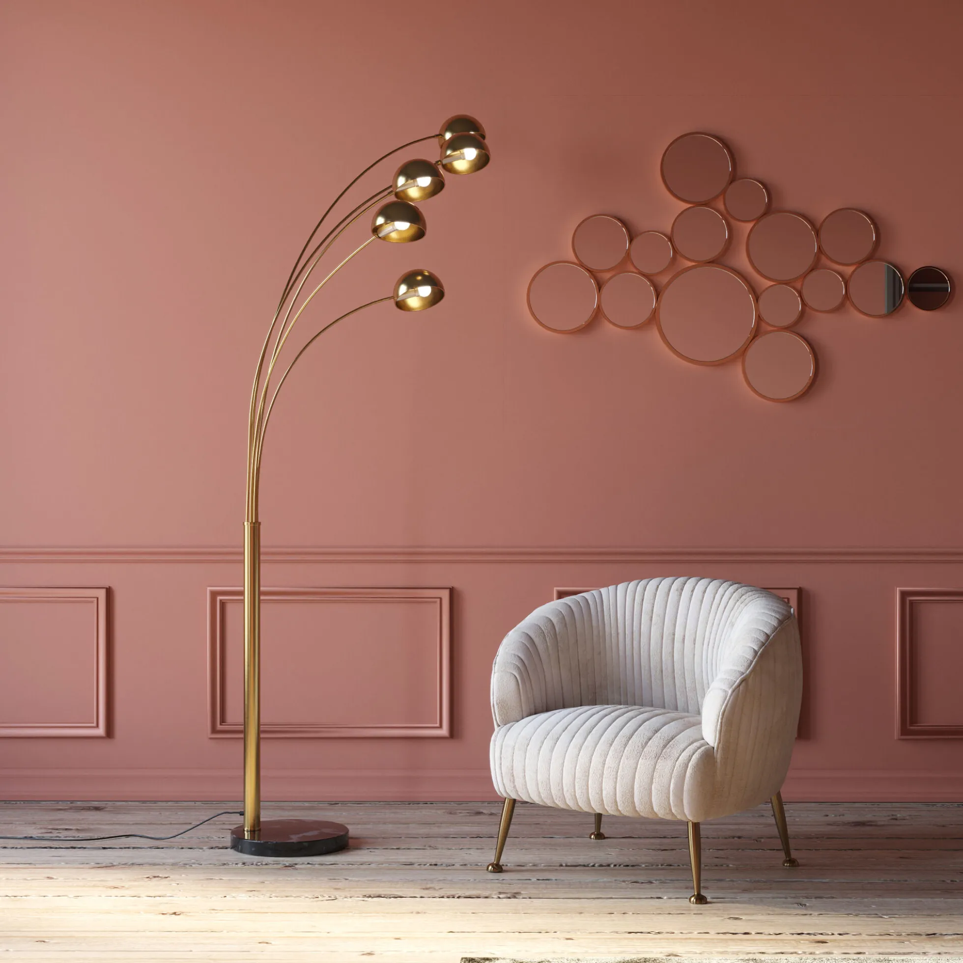 Lampa podłogowa Five Fingers 100x220 cm mosiężna