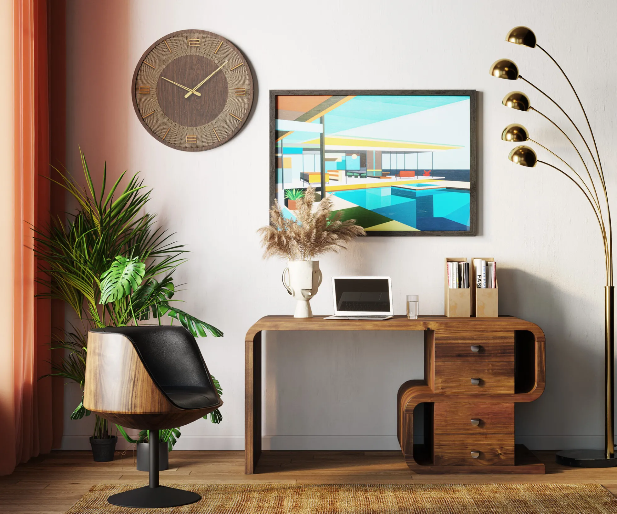 Lampa podłogowa Five Fingers 100x220 cm mosiężna