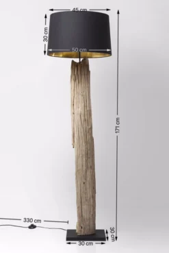 Lampa podłogowa Nature Straight 52x171 cm czarno-drewniana
