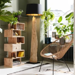 Lampa podłogowa Nature Straight 52x171 cm czarno-drewniana