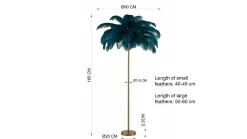 Lampa podłogowa palma zielona strusie pióra 165 cm podstawa złota