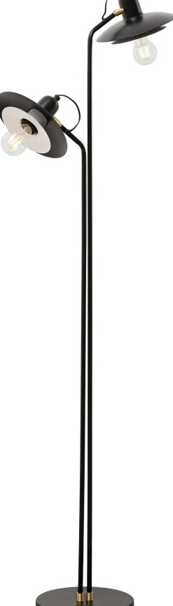 Lampa podłogowa podwójna czarna stalowa 149 cm